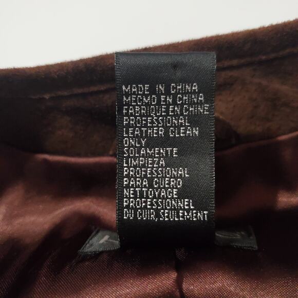 Bebe Vtg Y2K 100% Leather Patchwork Cropped Double Zip Jacket Size M Brown - Picture 10 of 11